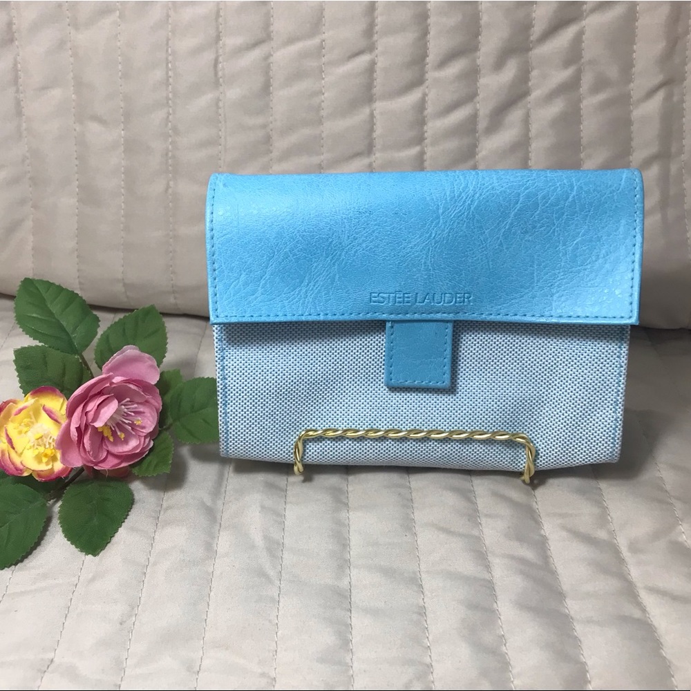 VTG Estée Lauder snap closure cosmetic bag. Fully vinyl lined.  6x5 in. NWOT